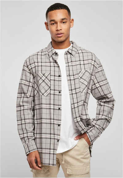 URBAN CLASSICS Langarmhemd Herren Long Oversized Grey Check Shirt (1-tlg)