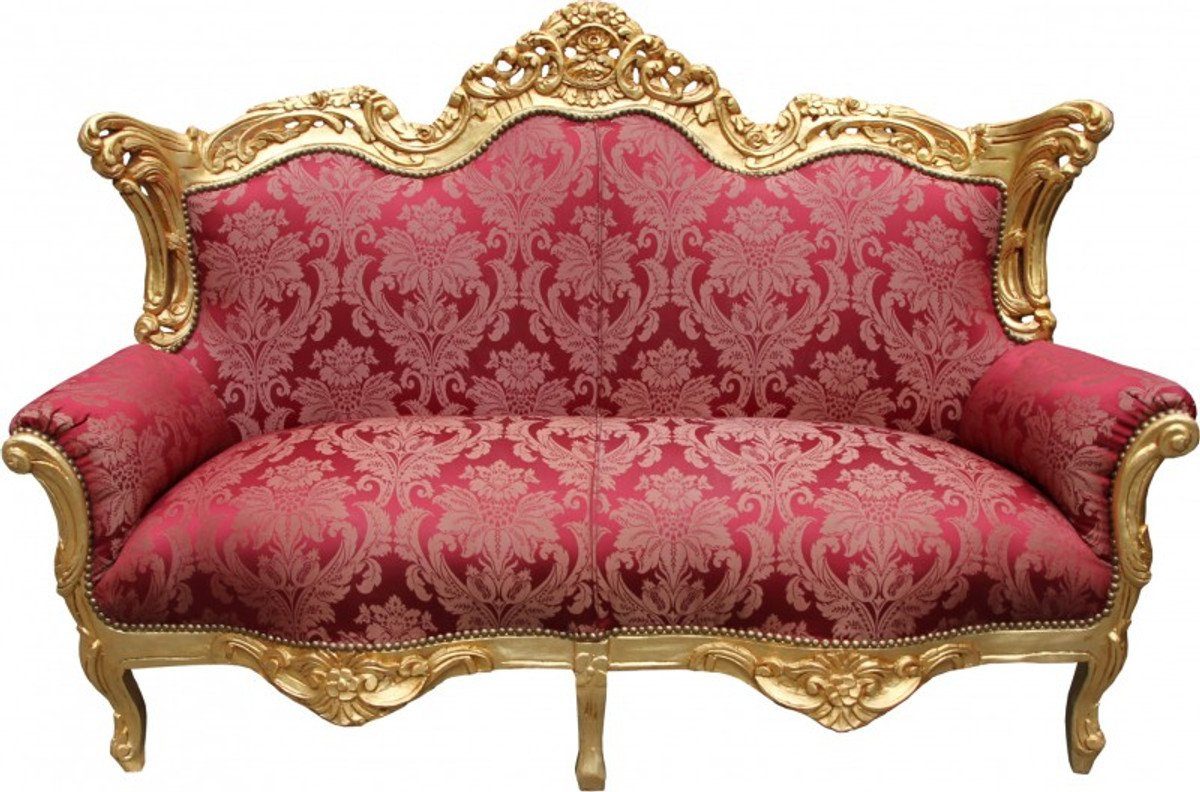 Master Möbel Padrino 2-Sitzer - Lounge Casa 2-er Mod1 Sofa Barock Bordeaux Wohnzimmer Couch Gold / Muster