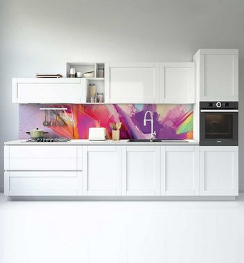 MyMaxxi Dekorationsfolie Küchenrückwand bunte Blumen Malerei selbstklebend Spritzschutz Folie