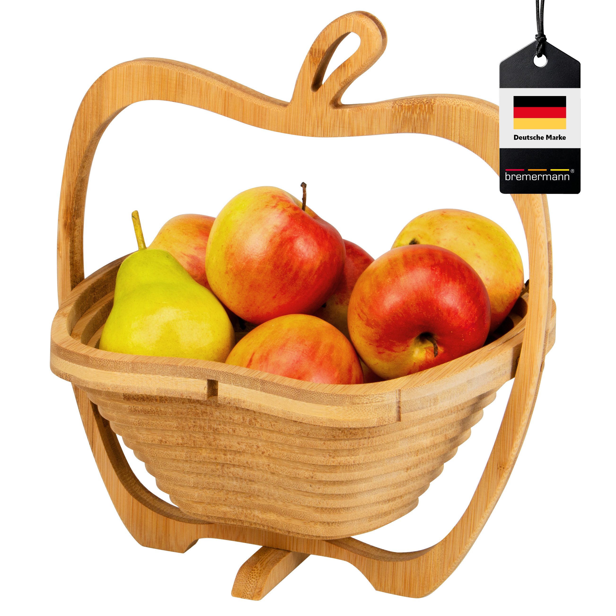 bremermann Obstschale faltbarer Obstkorb, Apfel-Design, Bambus ca. 26,7 x 30 x 22,5 cm, Bambus, (1-tlg)