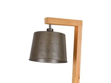 meineWunschleuchte LED Stehlampe, Dimmfunktion, LED wechselbar, Warmweiß, groß-e ausgefallen-e Holz-lampe mit Metall Lampenschirm, Höhe 165cm