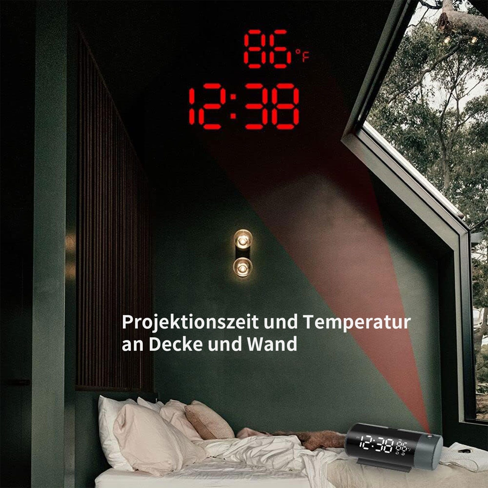 MODFU Projektionswecker Digital Wecker Uhr Digitalwecker Projektion LED Ala günstig online kaufen