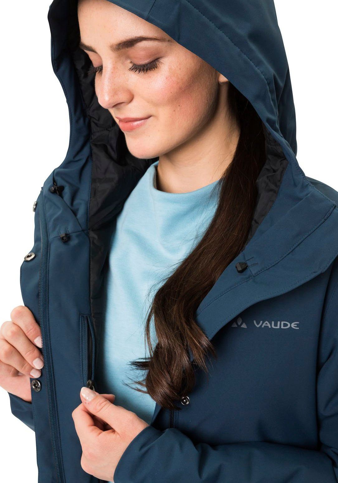 VAUDE Wintermantel WOMEN'S CYCLIST PADDED PARKA II, Zwei  Reißverschlusstaschen mit regulierbarem Taillenzug und Innentasche