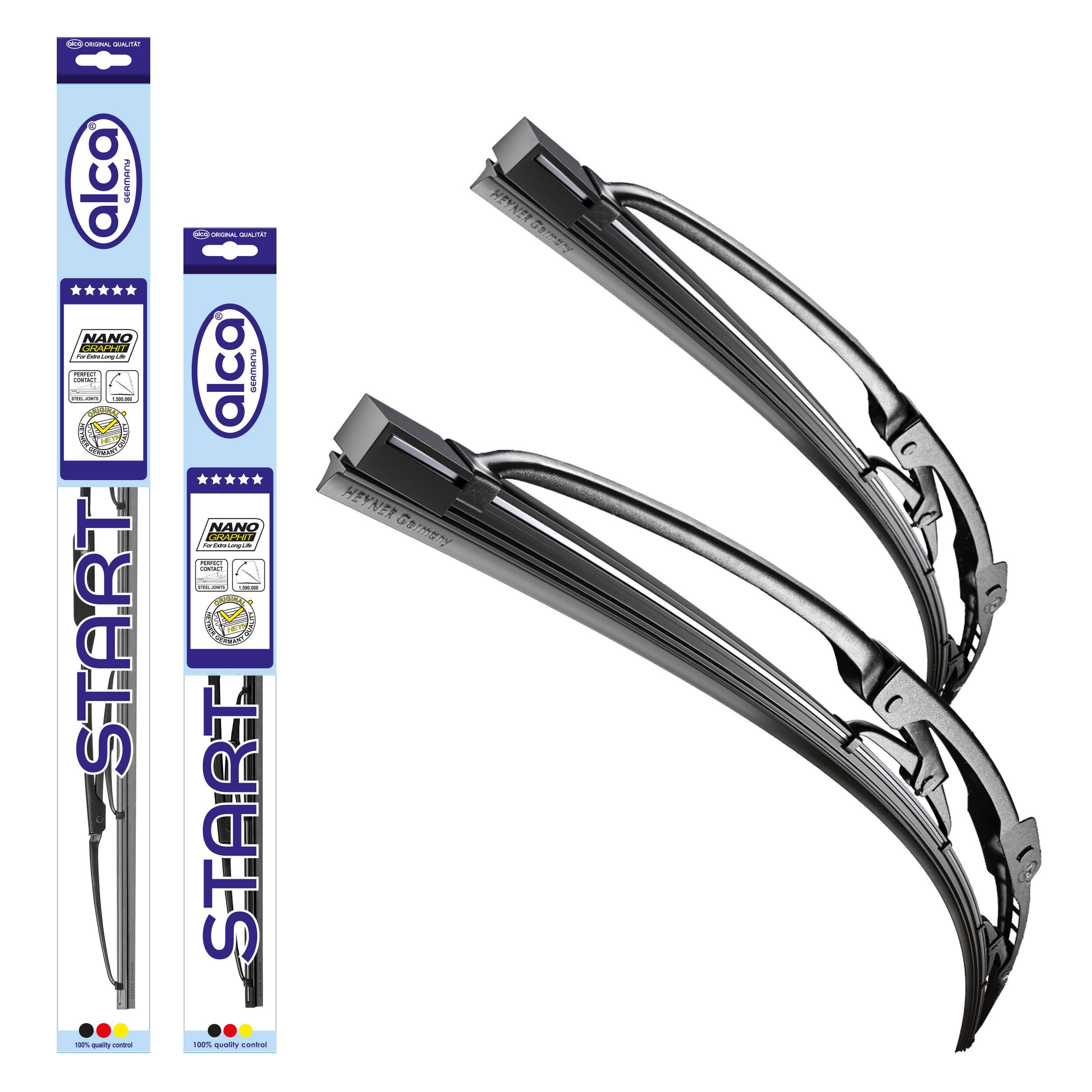 alca Scheibenwischblätter passend für FIAT PANDA Van, 09.2004 - 12.2012, Frontscheibe, (Packung, 2-St., Scheibenwischer), mit Nano Graphit Beschichtung