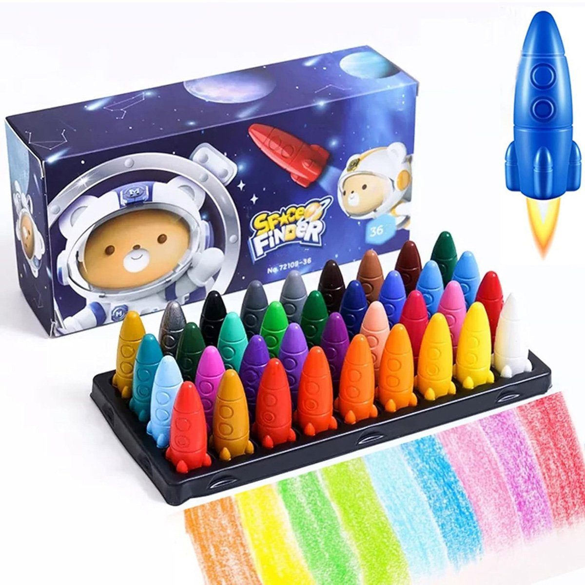 yozhiqu Wachsmalstift Mehrfarbige Weltraummalstifte,ungiftige Buntstifte für Kinder-36 stuck, (36-tlg), Leicht zu halten, sicheres Material, farbenfrohes Stift-Geschenkset