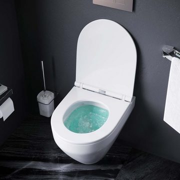 AM.PM Tiefspül-WC Spirit V2.0 Hänge WC Keramik, Spülrandloses WC, Tiefspüler, wandhängend, Abgang waagerecht, Schnellverschluss-Sitz mit Soft-Close-Funktion, Flash Clean