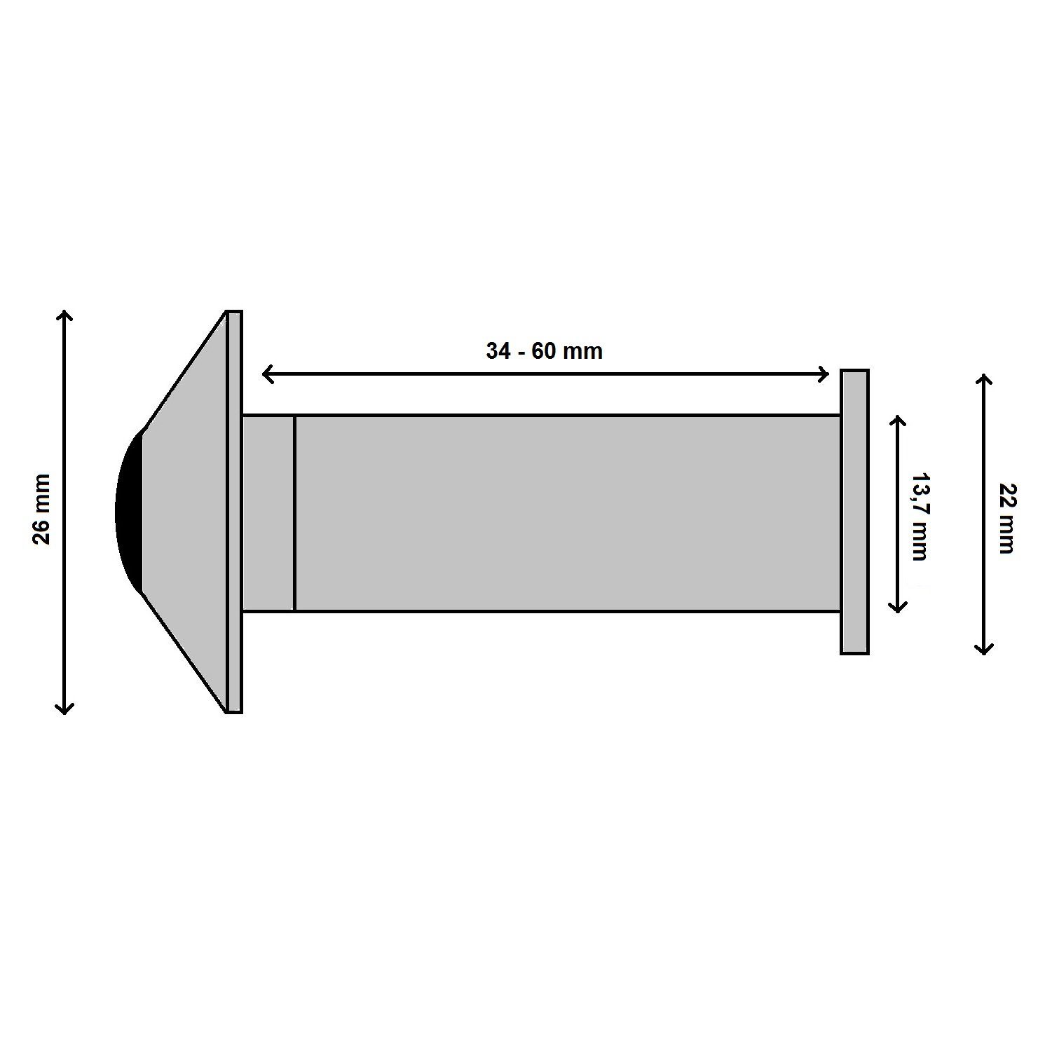 TB24 Türspion mit Sichtschutz, Echtglaslinse, Edelstahloptik, Weitwinkel 200°