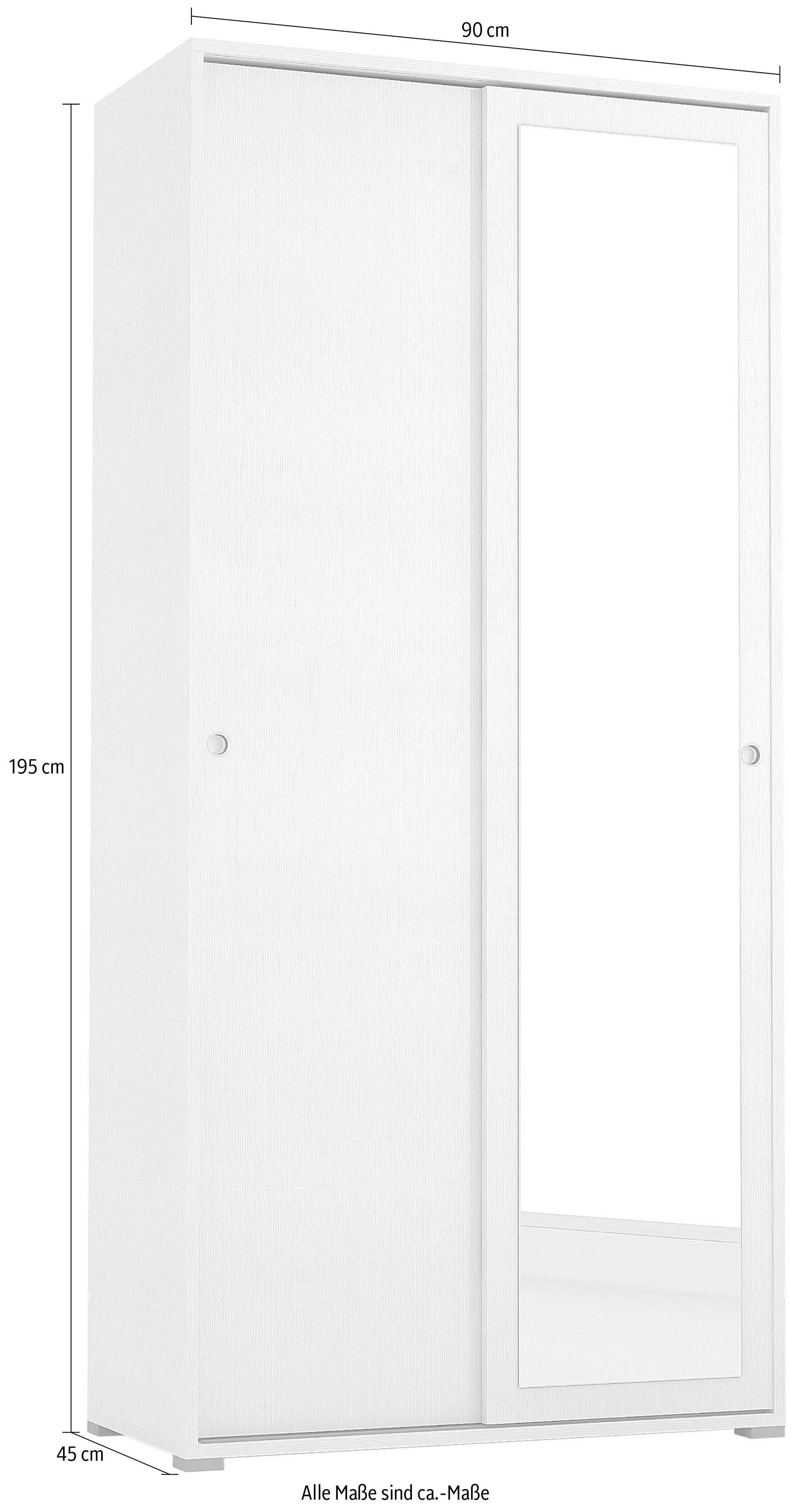 Garderobenschrank Slide mit Spiegel weiß/weiß INOSIGN Spiegel