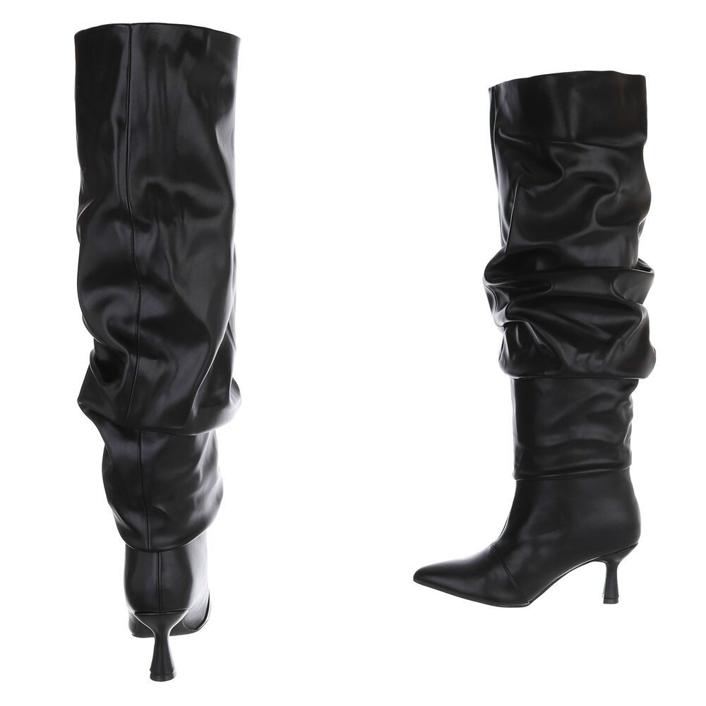 Ital-Design Damen Overknee-Stiefel mit Absatz und Gerafftem Schaft Overkneestiefel (92157730) Pfennig-/Stilettoabsatz Stiefel in Schwarz – Bild 5 von 5