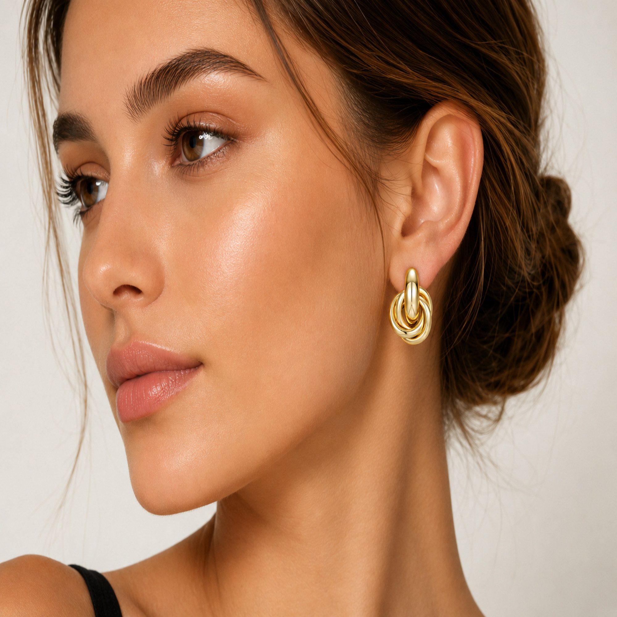 ROUGEMONT Paar Ohrstecker Knoten Damen Ohrstecker 18K Vergoldung Hypoallergen -Wasserfest, Hypoalölergen für empfindliche Haut – Bild 4 von 4
