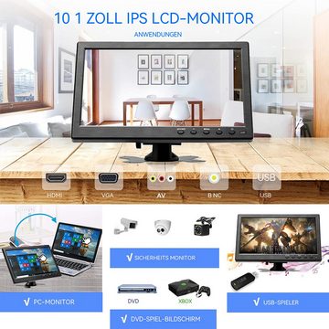 Hikity 10,1 Zoll Display Tragbares Mikrodisplay 1080P HDMI Unterstützung Rückfahrkamera (Für Gaming/PC/Autokamera/Überwachungskamera -12V)