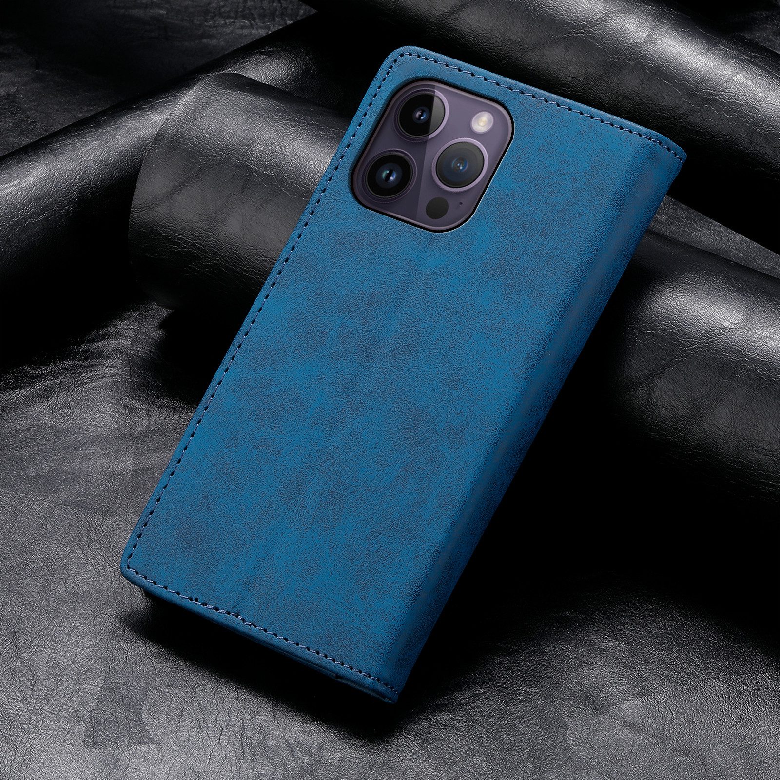 trends for living Handyhülle Leder Ständer Hülle für iPhone 15 Pro Plus Wallet-Stil Handy Case