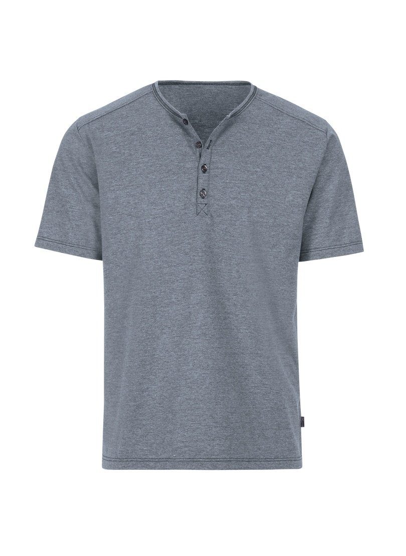 steingrau-melange Knopfleiste Baumwolle DELUXE TRIGEMA T-Shirt mit T-Shirt Trigema