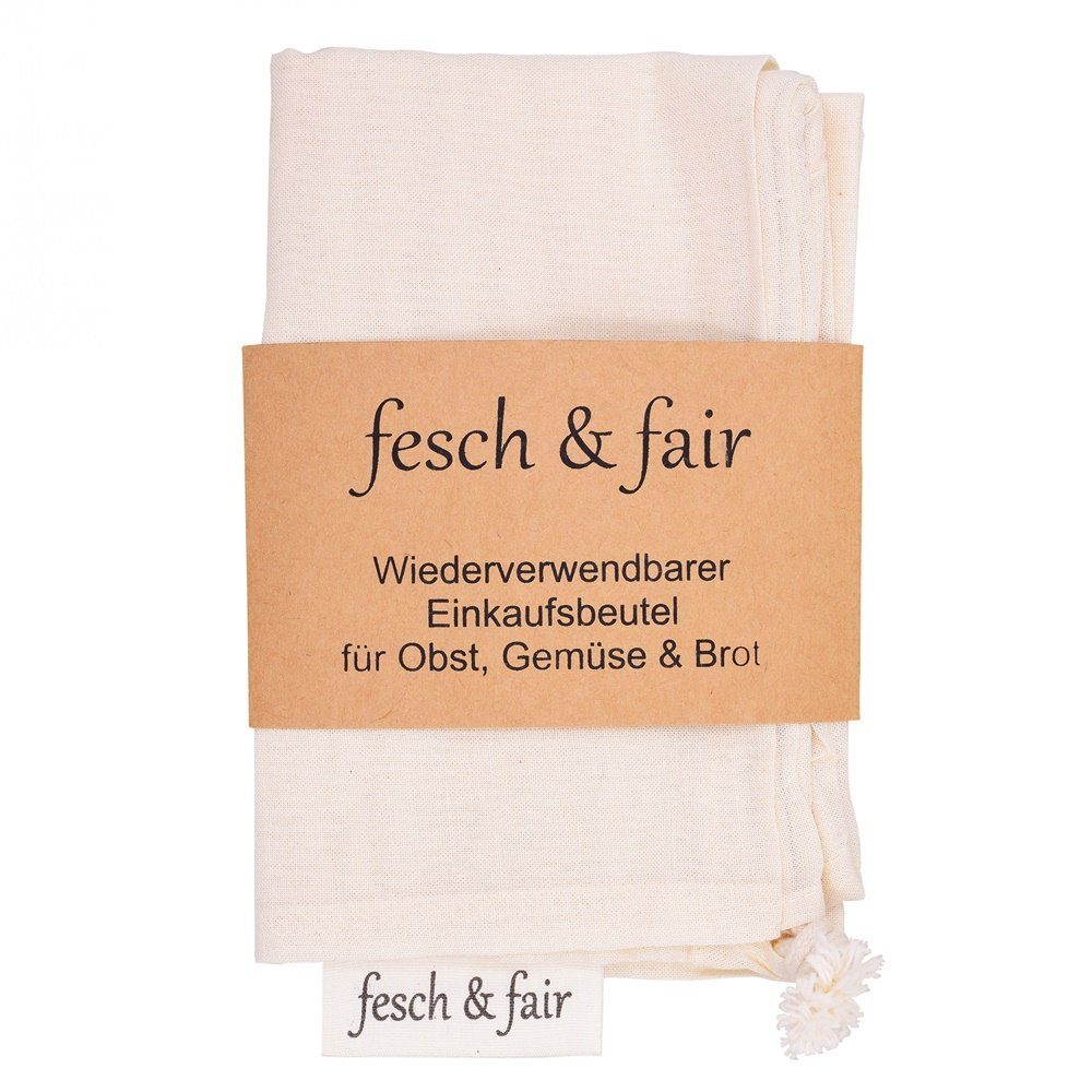 fesch & fair Brotbeutel Einkaufsbeutel Biobaumwolle 30x40