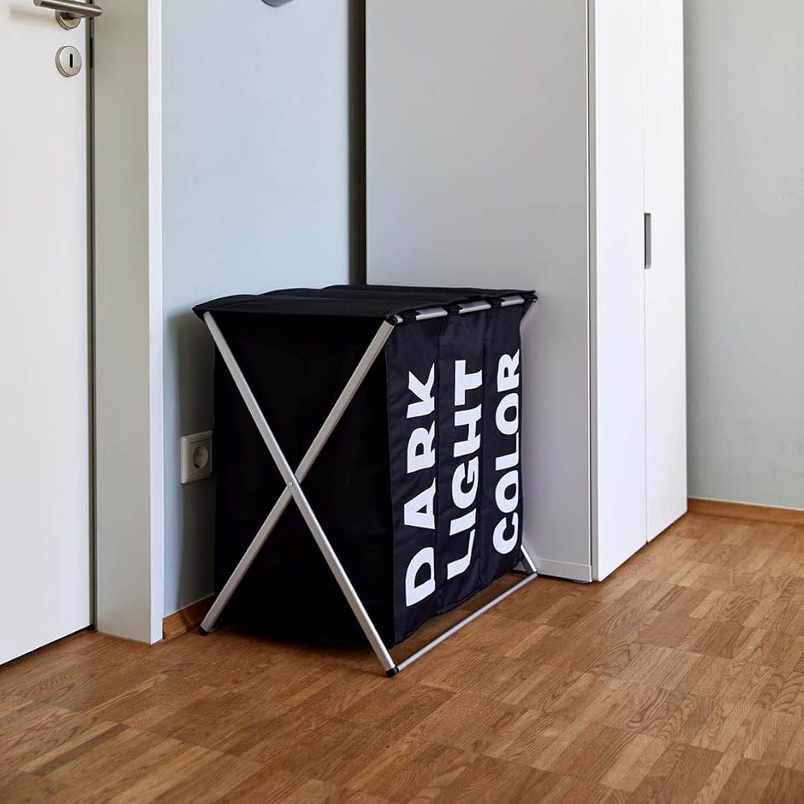 WENKO Wäschekorb Wäschesammler Trio Top Schwarz Stabiler Wäschekorb 118 l ( günstig online kaufen