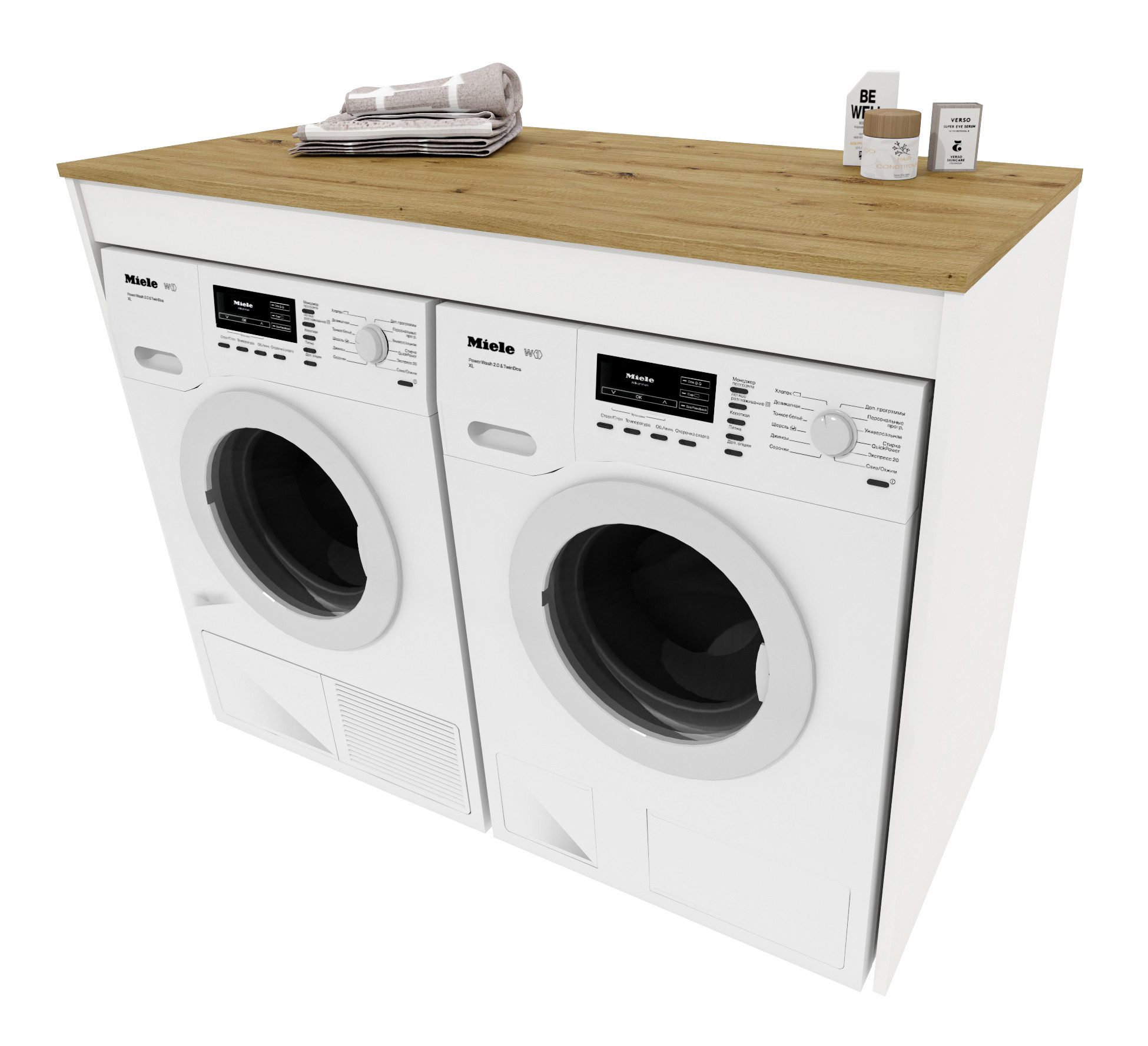 Raumhirsch Furniture Waschmaschinenumbauschrank Waschmaschinenschrank für Waschmaschine & Wäschetrockner (7 Farben lieferbar) für zwei Geräte geeignet