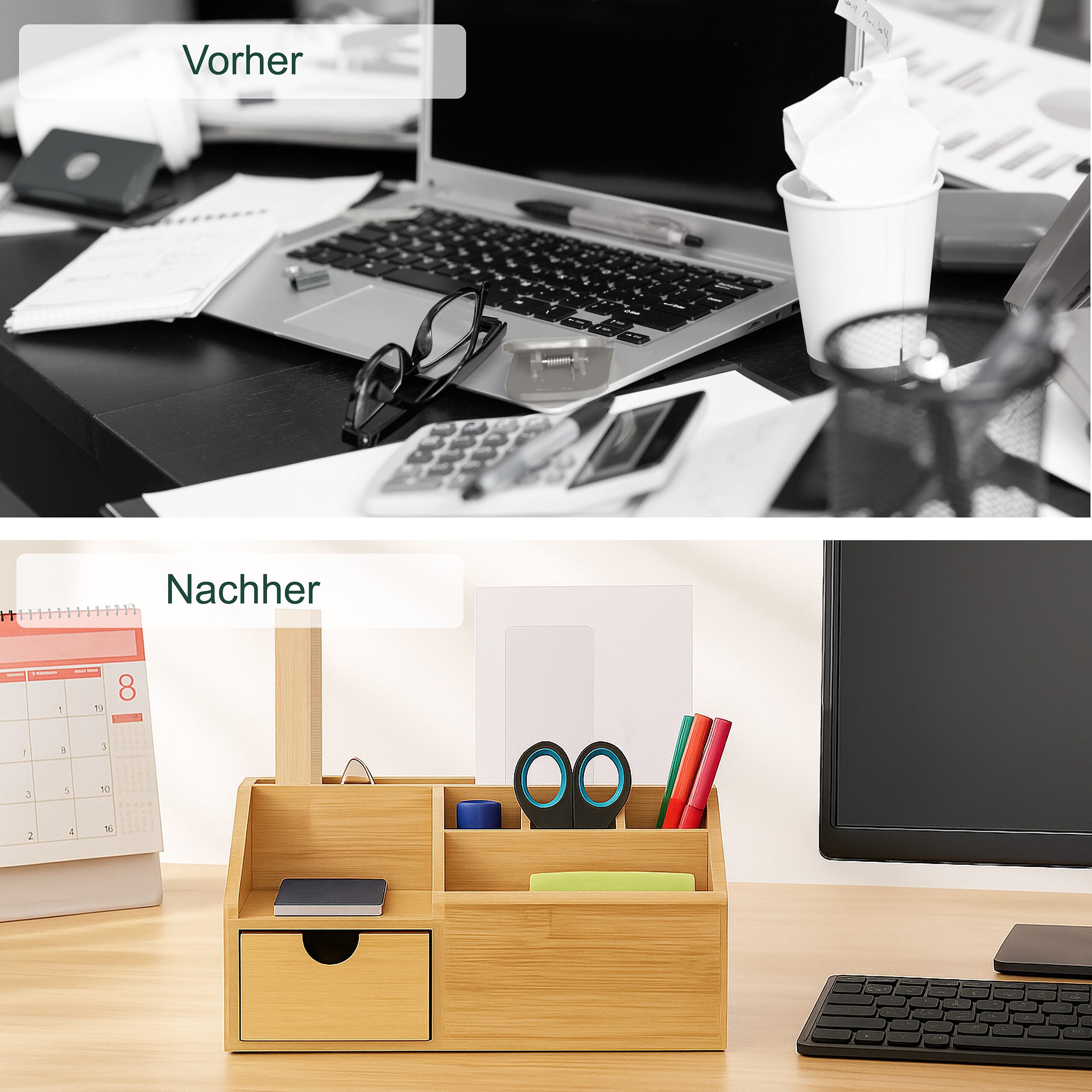 relaxdays Organizer Schreibtisch Organizer mit Schublade (1 St) – Bild 3 von 5