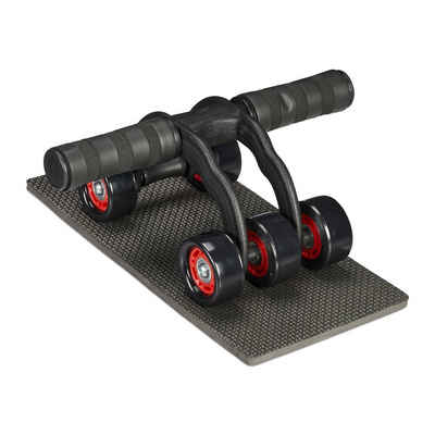 relaxdays Bauchtrainer Bauchroller 5 Räder mit Kniematte