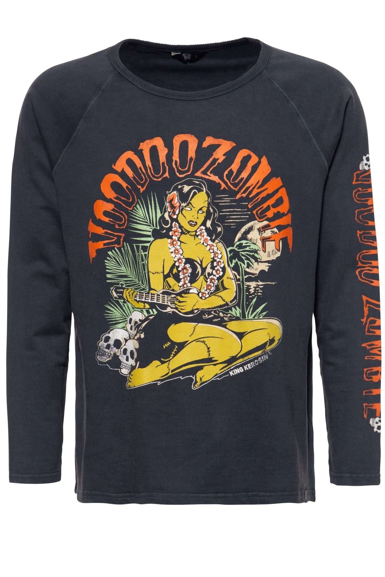 KingKerosin Sweater Voodoo mit Raglanärmeln und legerem Enzymwash-Effekt | Sweatshirts