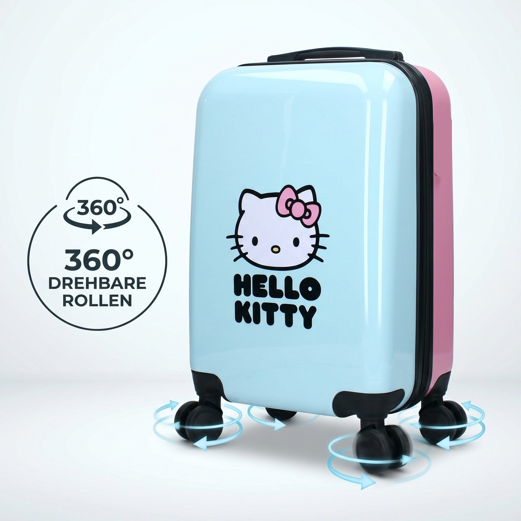 Hello Kitty Kinderkoffer Trolley Koffer 32 L Kindertrolley Trolly Kinder Handgepäck Mädchen, Qualitätsware, Leicht, ABS-Hartschale, 4 Rollen 360°