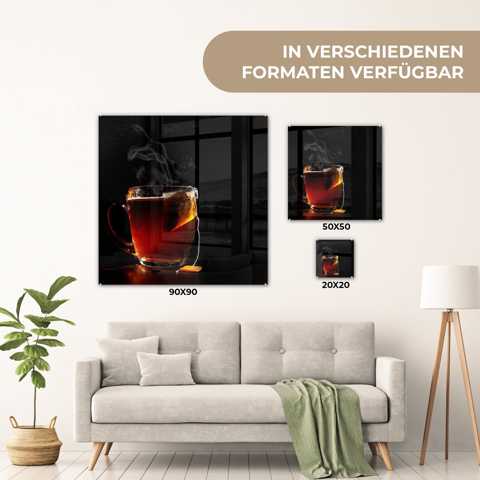 Tee-27-1-1, Foto Glas auf Kaffee Bilder (1 Acrylglasbild - Wanddekoration Wandbild Glas St), auf Hoher Glasbilder - MuchoWow Tee -