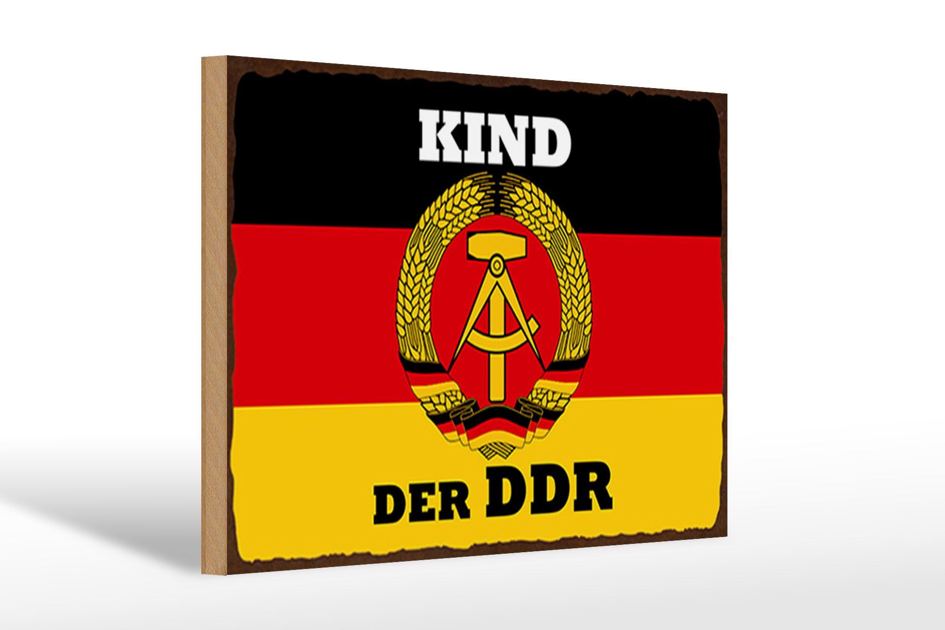 Femer GmbH Holzbild Spruch 30x20cm Kind der DDR Deuitschland, Flaggen
