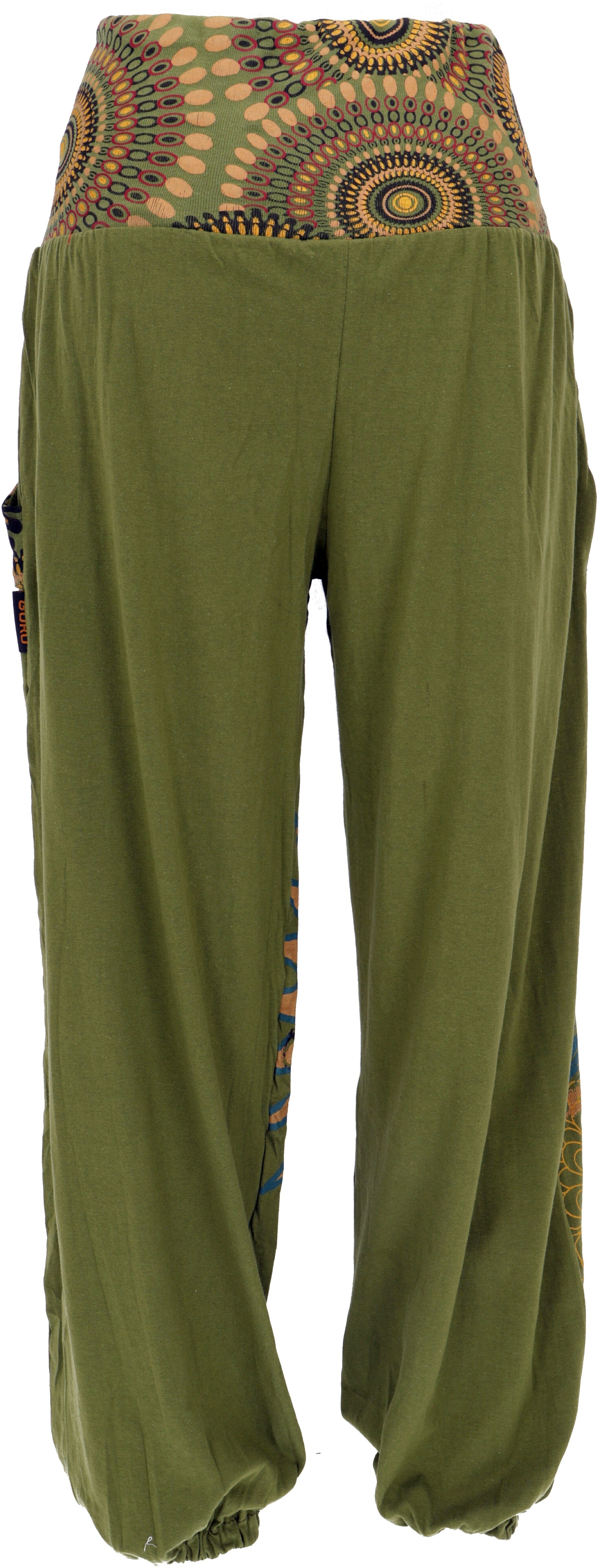 Guru-Shop Relaxhose Weite Pluderhose mit breitem Bund und Boho.. Ethno Styl günstig online kaufen