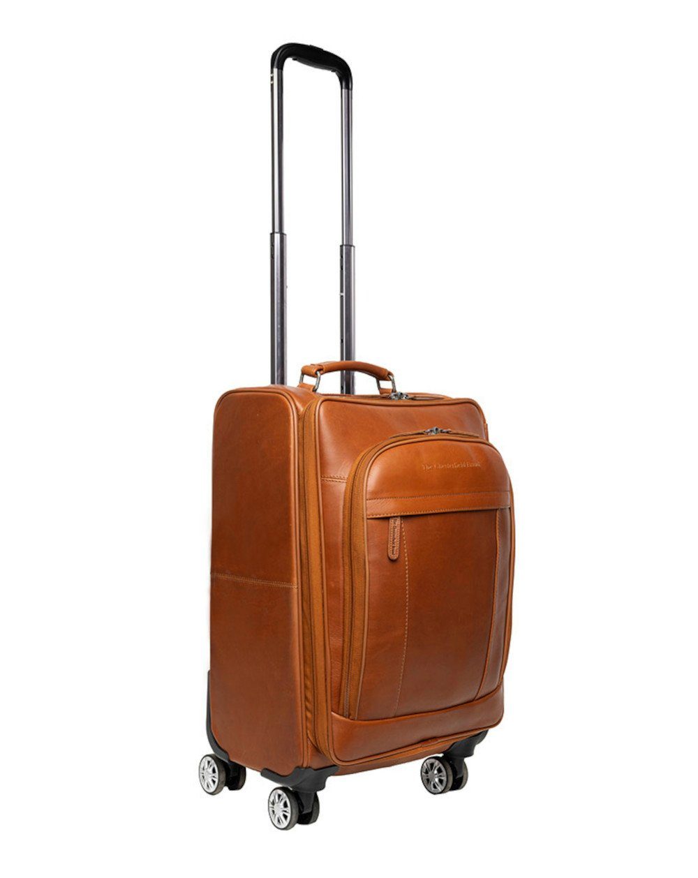 The Chesterfield Brand Business Suitcase C21.500631 Spinner "Key Largo" Waxed Pull Up Leather Suitcase Cognac, 4 Wheels