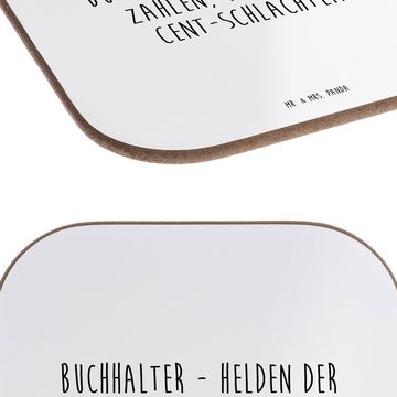 Mr. & Mrs. Panda Getränkeuntersetzer Buchhalter - Helden der Zahlen, Meister der Cent-Schlachten! - Weiß -, 1-tlg., Robustes Material