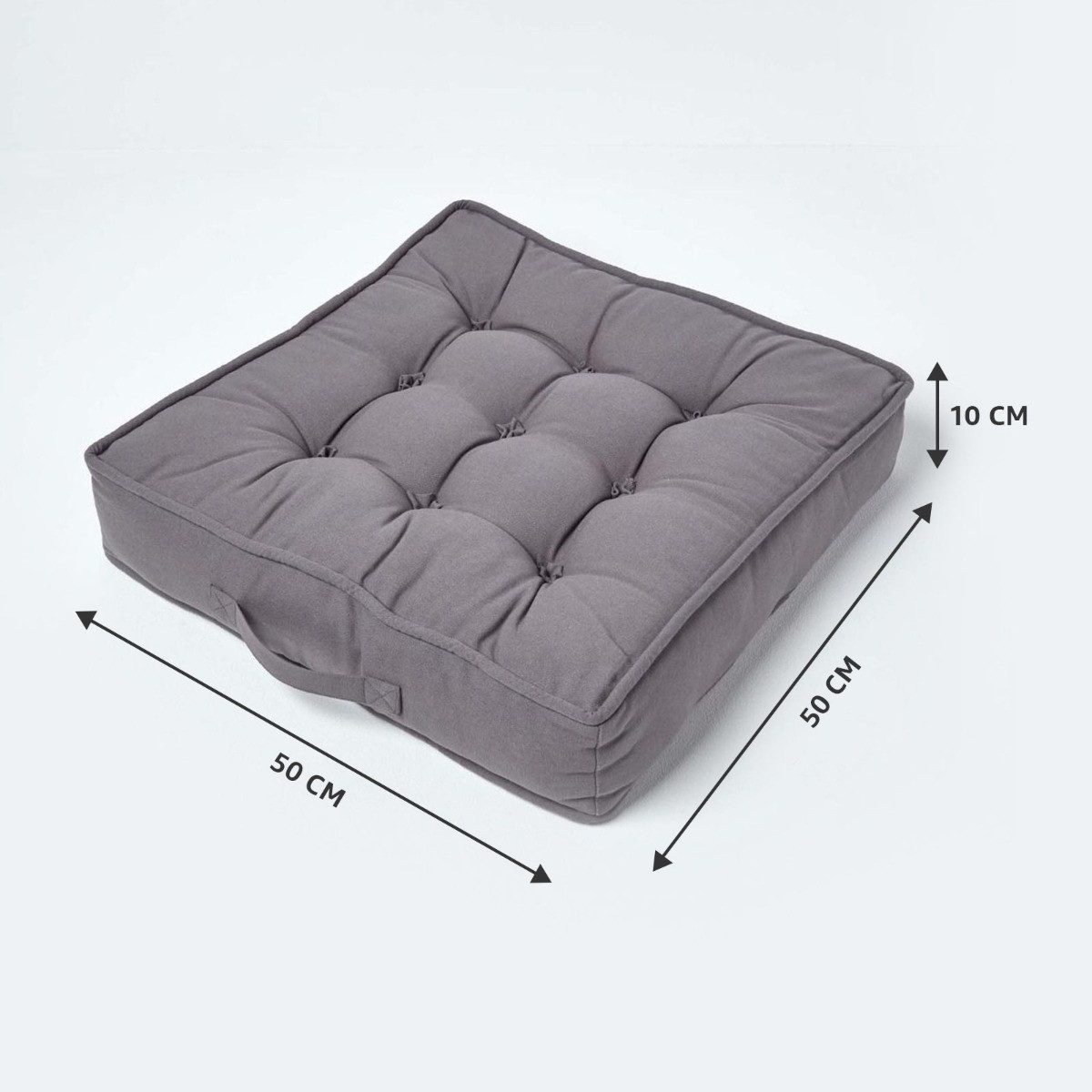 Homescapes Sitzkissen Dickes Sitzkissen grau – bequemes Sesselkissen mit Baumwollbezug – Bild 5 von 5