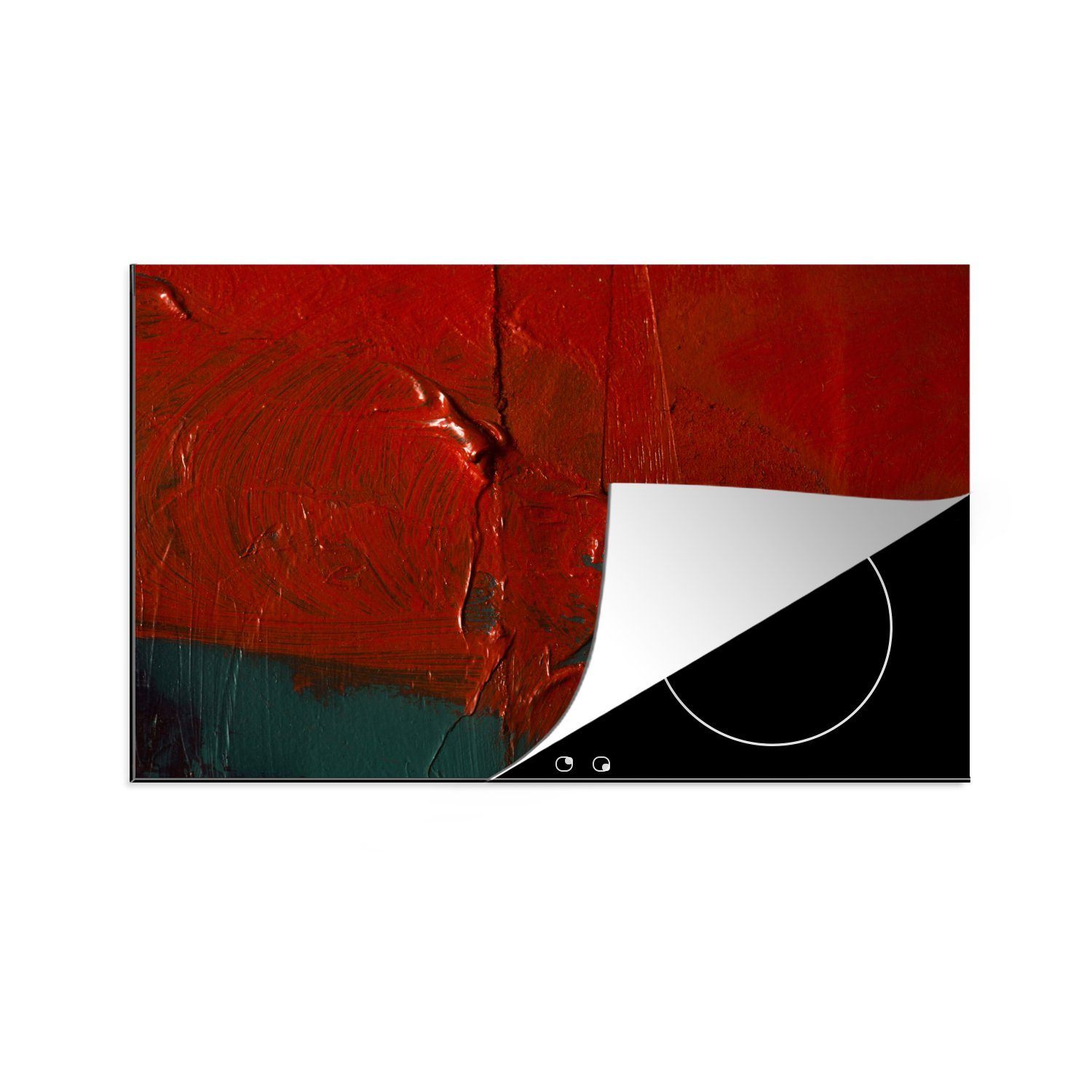 Mehrfarbig Vinyl, Ceranfeldabdeckung Abstrakt Herdblende-/Abdeckplatte (1 cm, 81x52 Hintergrund, Leinwand Induktionskochfeld die Öl küche, tlg), Schutz auf MuchoWow für