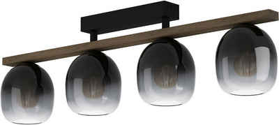 EGLO Deckenleuchte FILAGO, Leuchtmittel wechselbar, ohne Leuchtmittel, Deckenleuchte in schwarz und braun aus Stahl, Holz - exkl. E27 - 40W