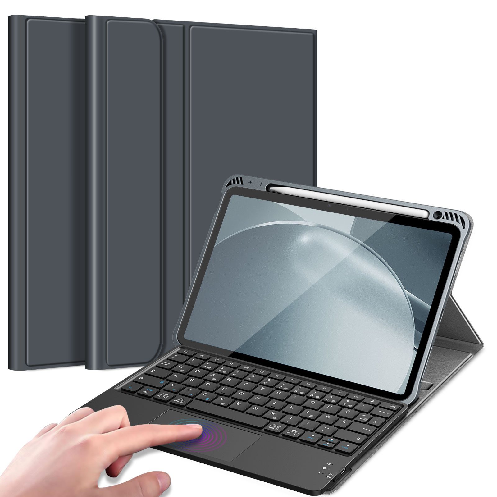 Fintie Tablet-Hülle für iPad Air 11'' M4/M3/M2(2026/2025/2024), iPad Air 5/4 Gen 2022/2020 10.9 Zoll, mit Stifthalter, Magnetische Abnehmbare Deutsche Tastatur mit Touchpad