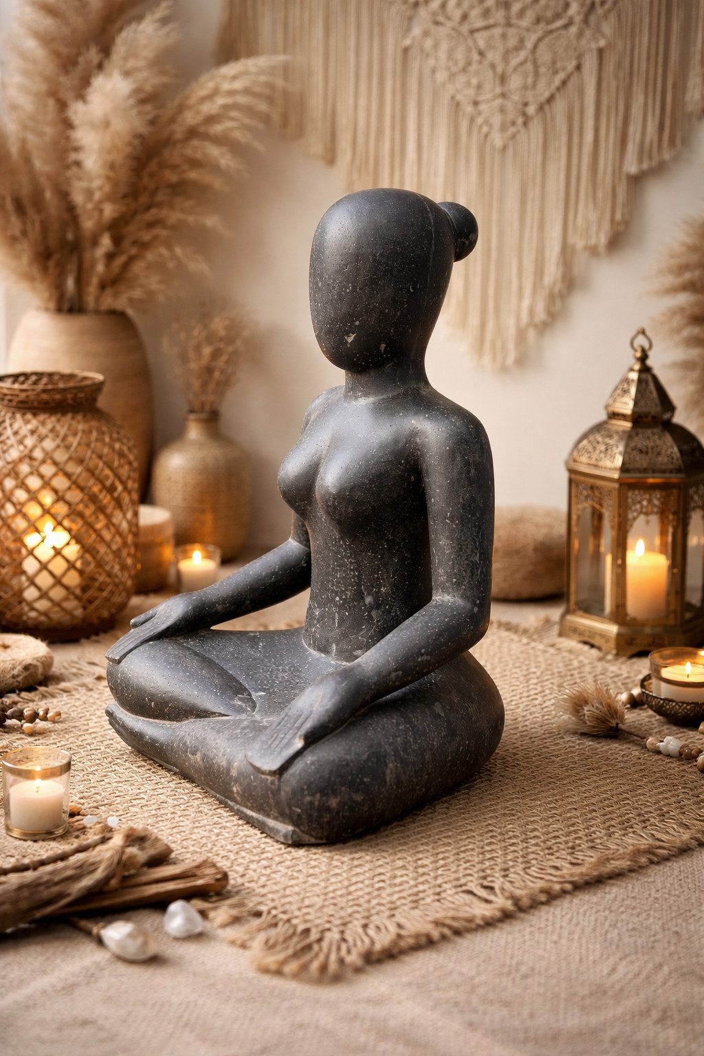 FaHome Skulptur Yoga Figur sitzend modern 60-120 cm – Garten Wohnzimmer Deko