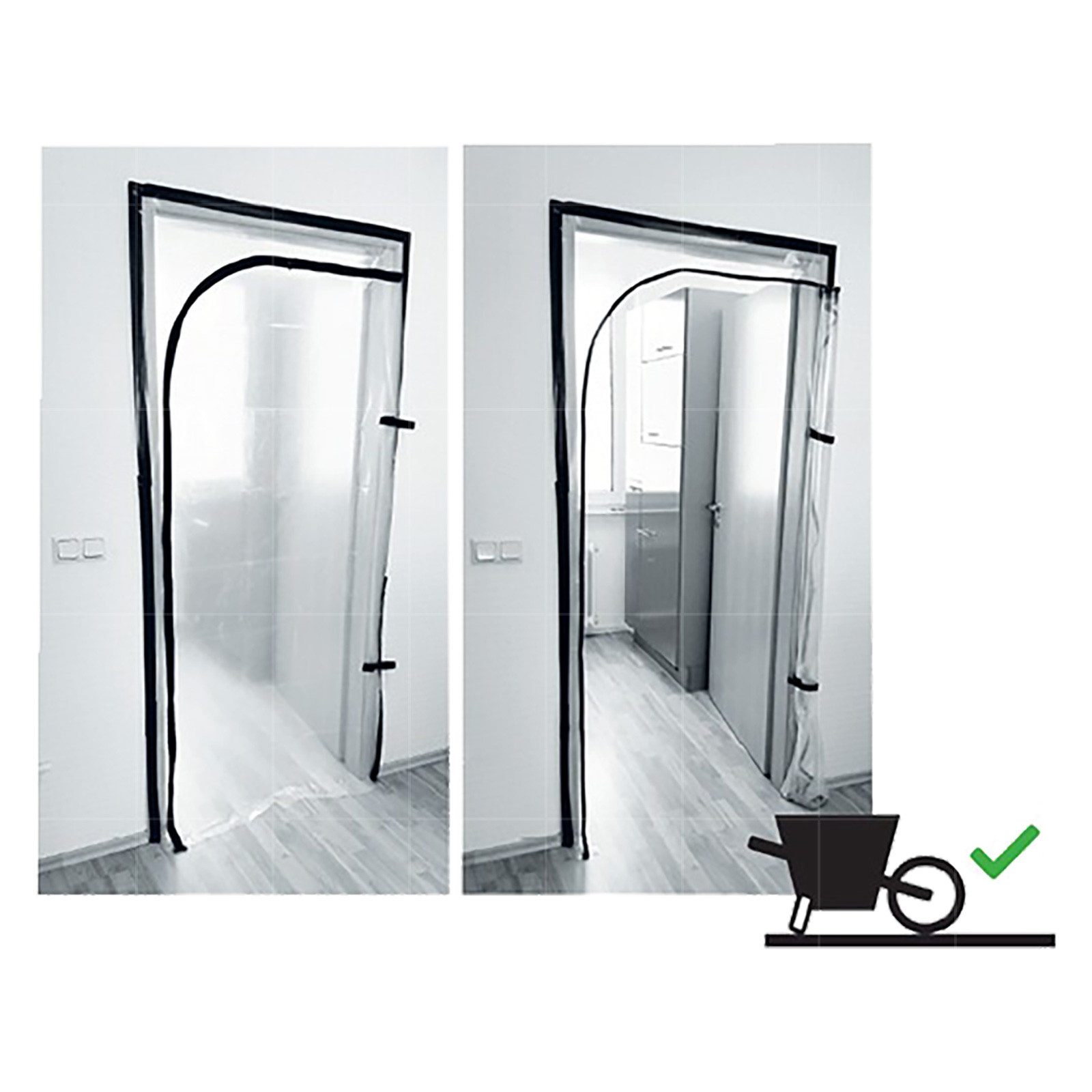 AM Folien Staubschutztür Staubschutztür L-Form mit Reissverschluss