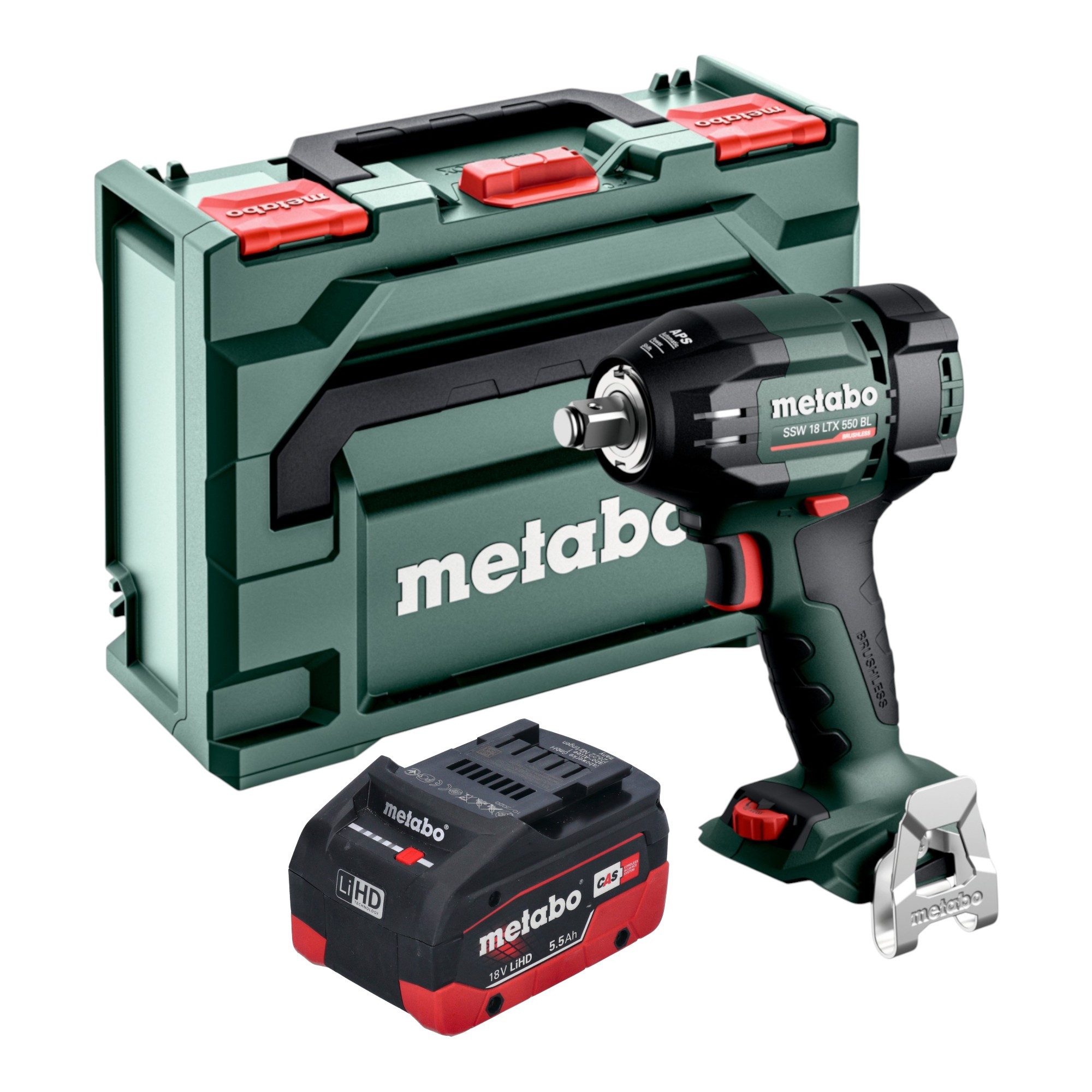 metabo Akku-Schlagschrauber SSW 18 LTX 550 BL 18 V + 1x LiHD Akku 5,5Ah + metaBOX - ohne Ladegerät
