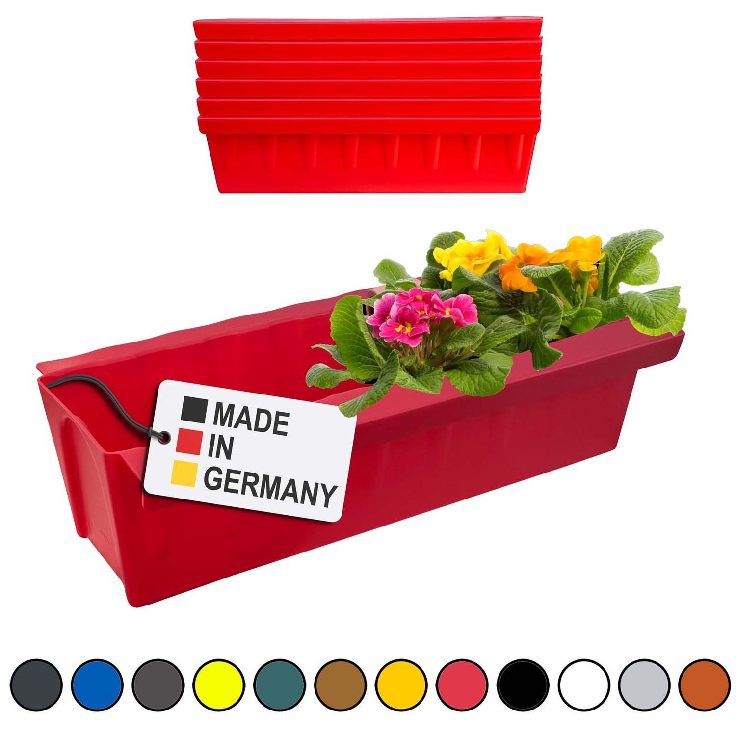BURI Blumenkasten Europaletten Blumenkasten Rot 6er-Set zum Anhängen Pflanzkasten