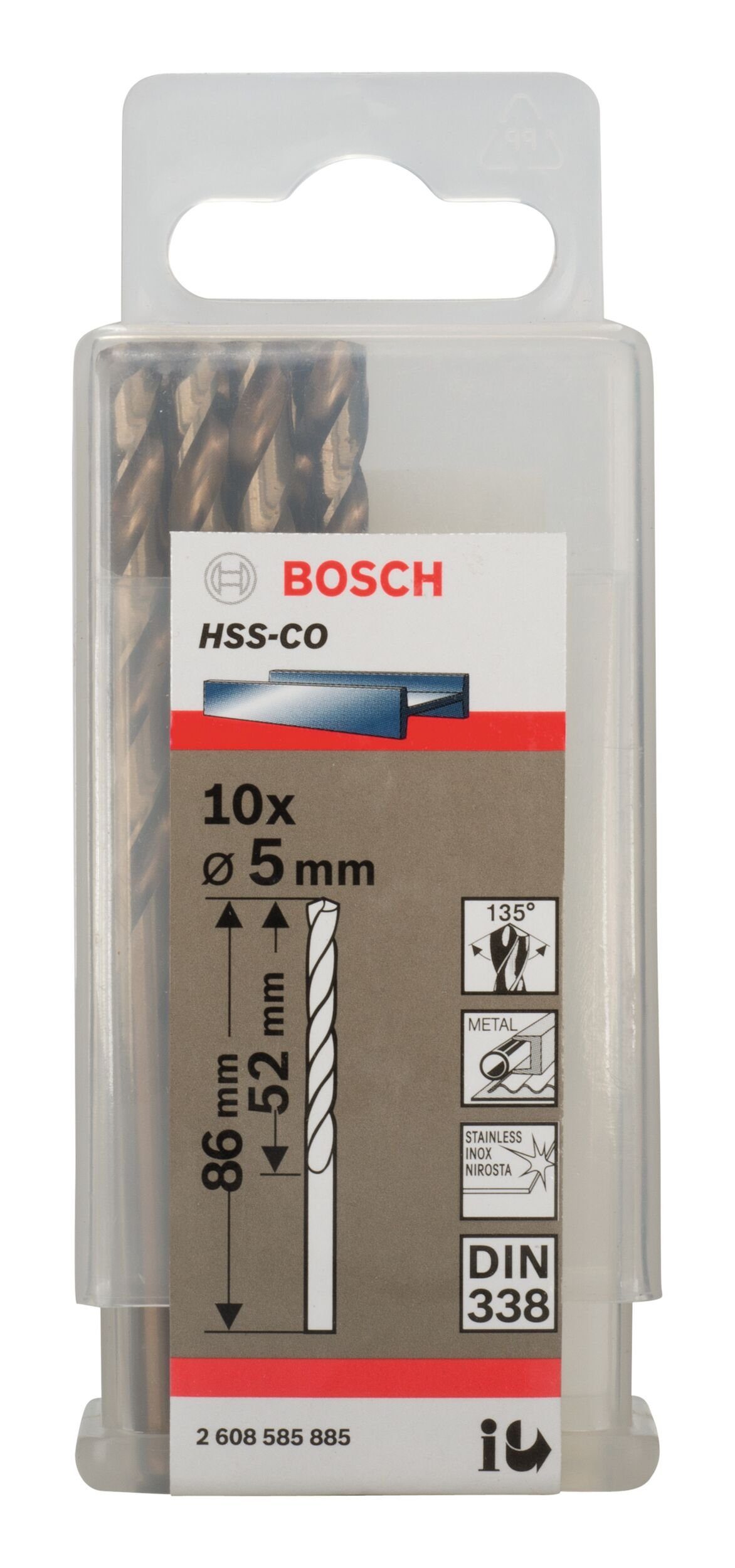 BOSCH - Stück), x HSS-Co 338) mm 52 10er-Pack 86 - (DIN x Metallbohrer, 5 (10