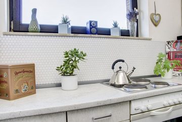 Mosani Mosaikfliesen Sechseck Mosaik Fliese Keramik mini weiß glänzend Küche Badfliese WC