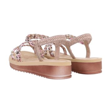 Ital-Design Damen Freizeit Riemchensandalette (85960455) Keilabsatz/Wedge Keilsandaletten in Champagner