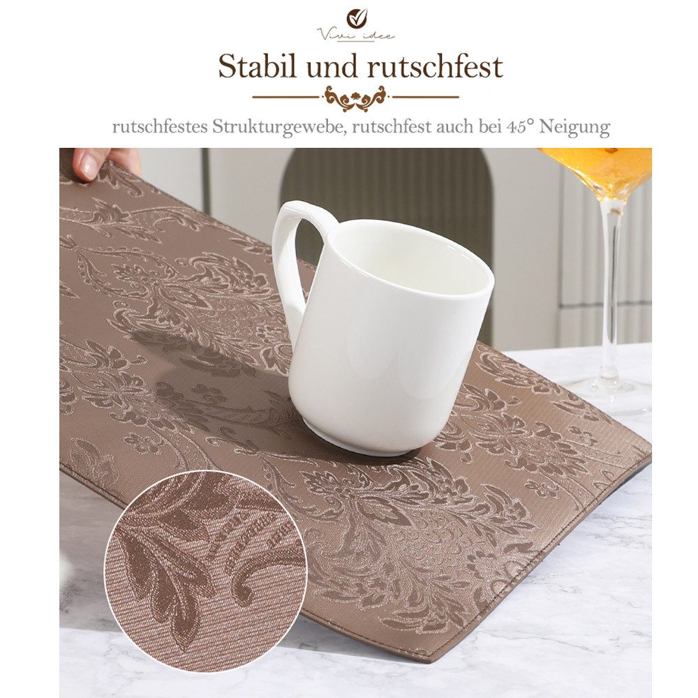 Vivi Idee Platzset Geprägte luxuriöse Tischsets Tischmatte Kunstleder, abwischbar, wasserdicht, Anti-Rutsch, beidseitig, 46 x 31 cm, 4er Set