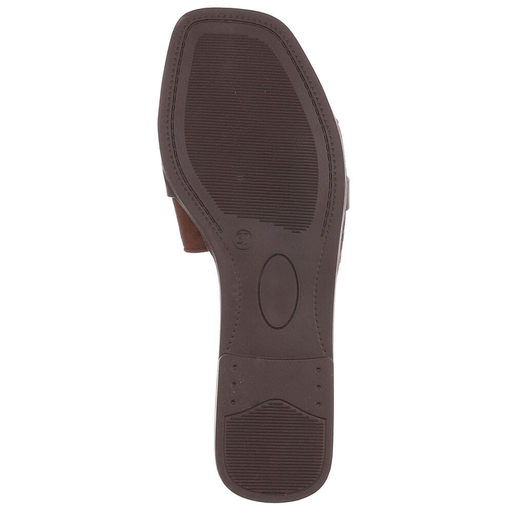 Ital-Design Damen Pantolette mit Metall-Detail und flachem Fußbett Pantolette (91742325) Blockabsatz Pantoletten in Braun – Bild 3 von 5