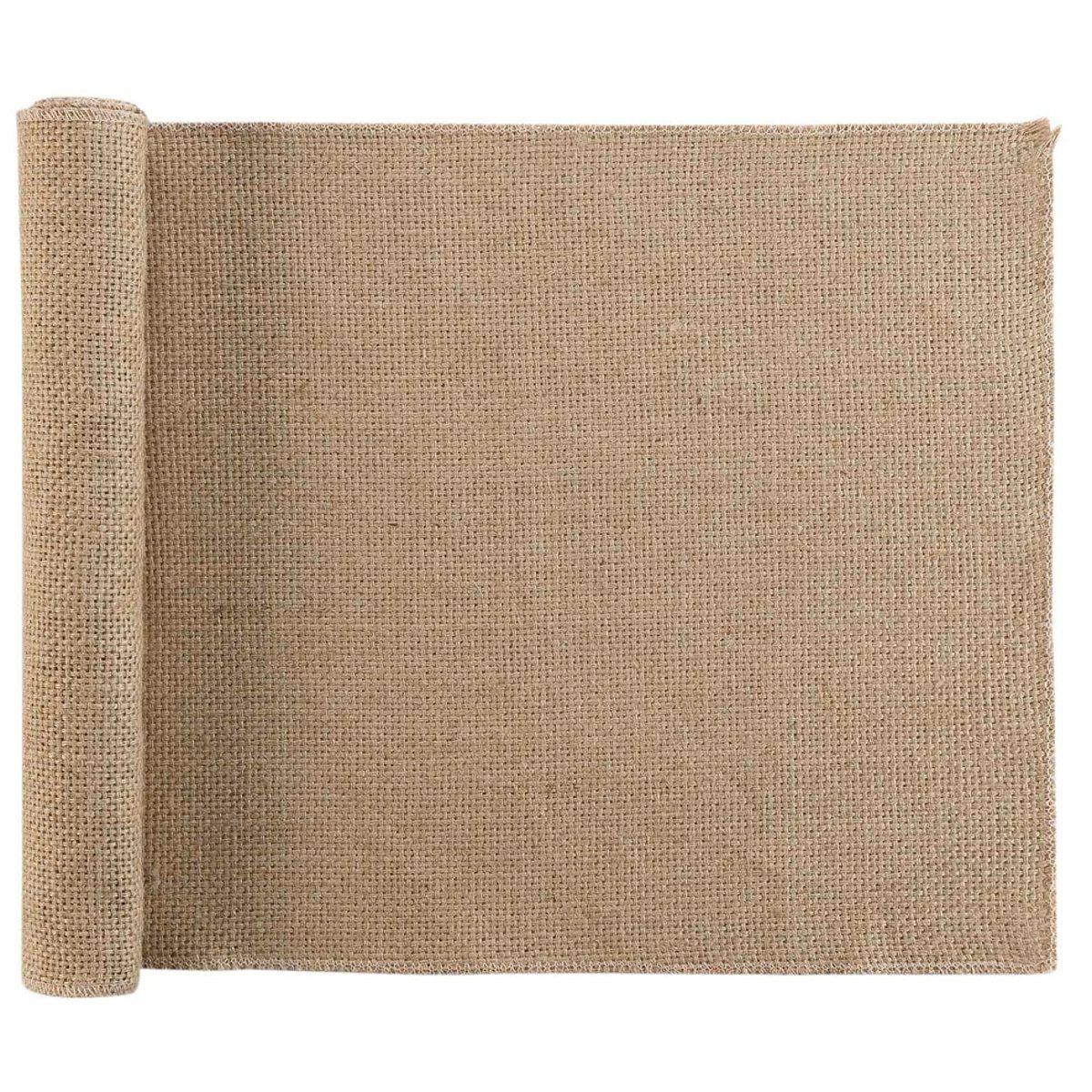 Macosa Home Tischläufer Jute natur braun Tischdecke 140x35 cm, Juteläufer Tafelläufer modern