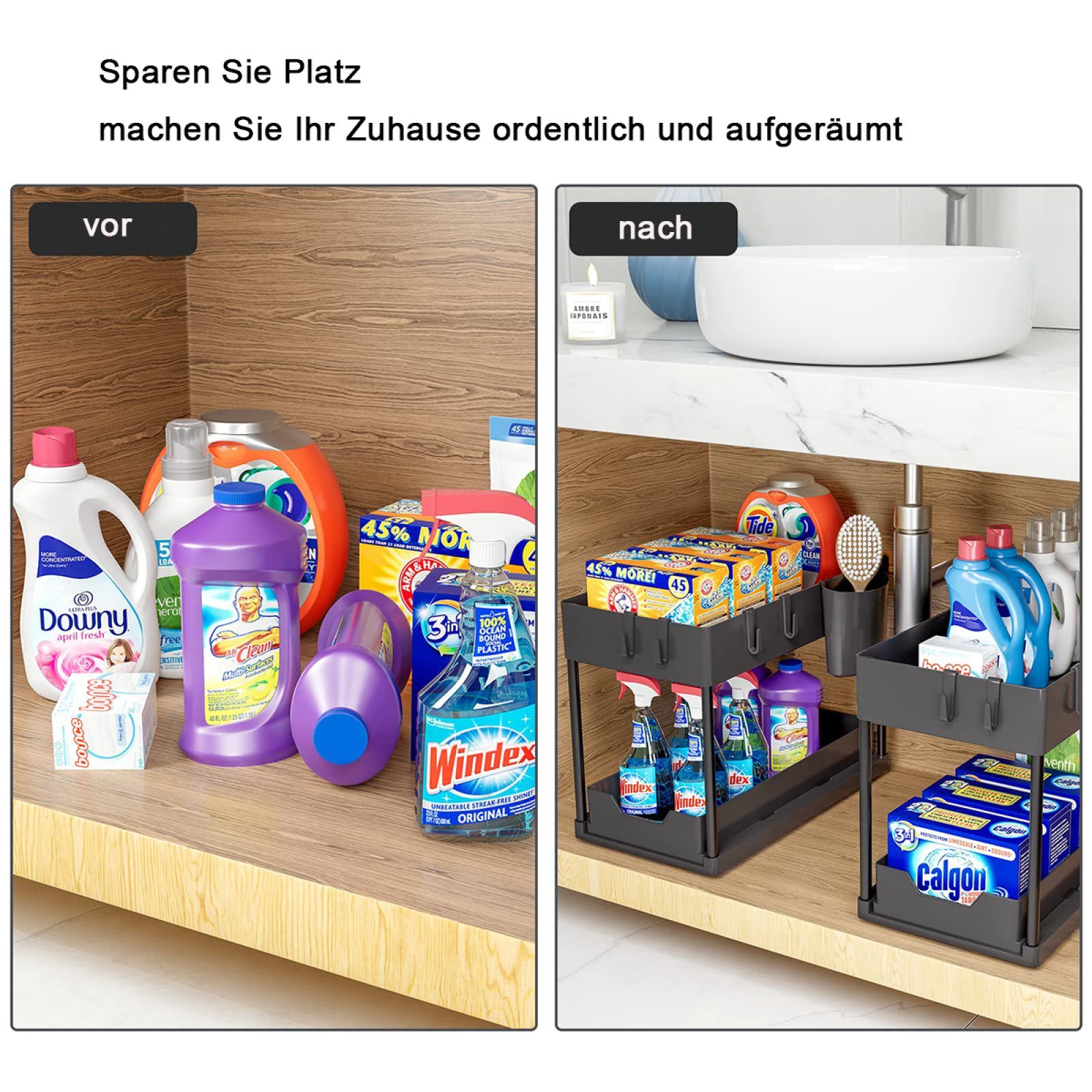 Schwarz Regal,Organizer,Spülschrank Regal Waschbecken Jormftte küchen Unter Ablageregal für