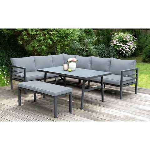 bellavista - Home&Garden® Gartenlounge-Set Gartenmöbel Loungeset "Maia II" - Aluminium Lounge 4-tlg., (Set, 4-tlg), ein mit verstellbarem Kopfteil, als Sonnenliege verwendbar