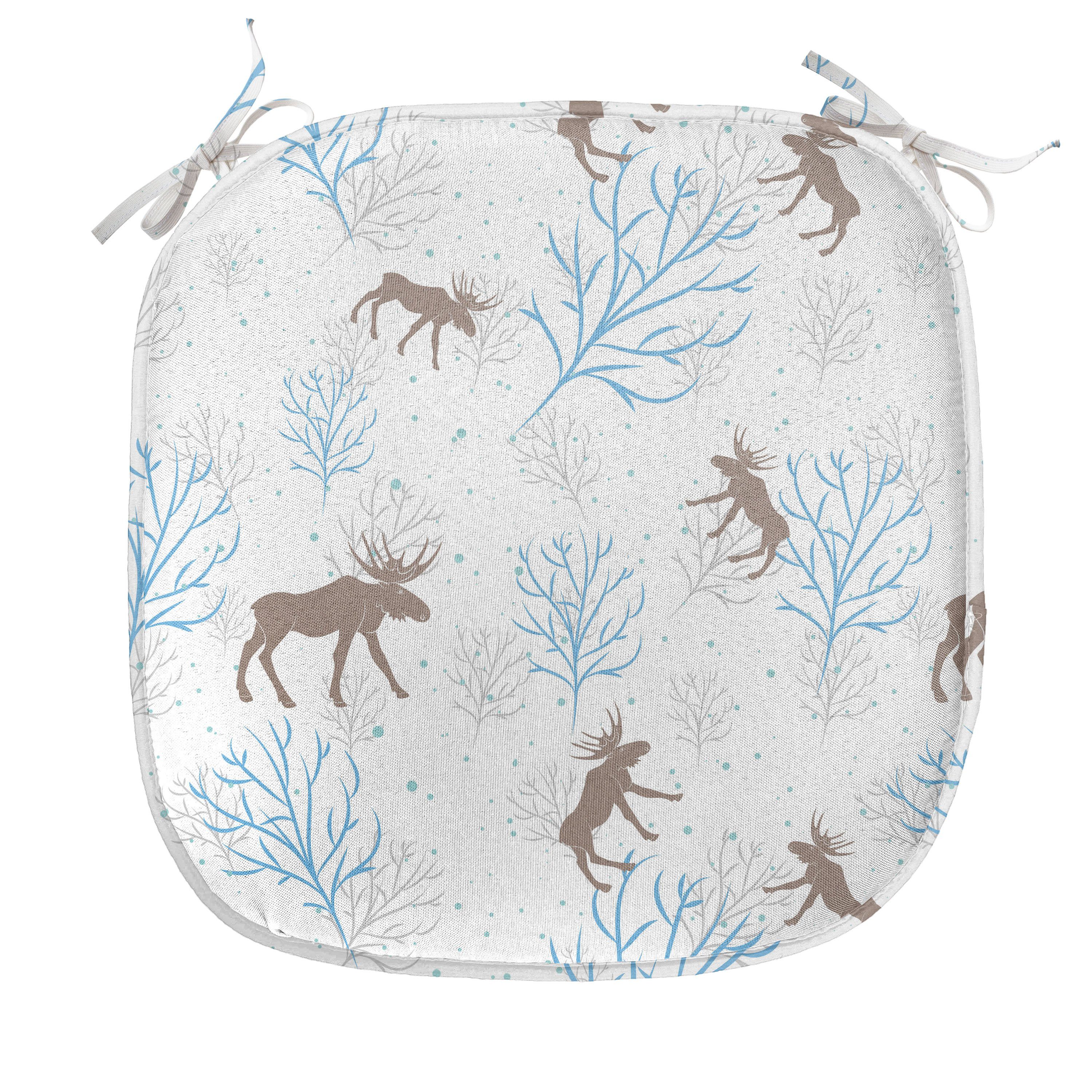 Abakuhaus Подушка для стула Dekoratives wasserfestes Kissen mit Riemen für Küchensitze, Weihnachten Winter Retro Wald