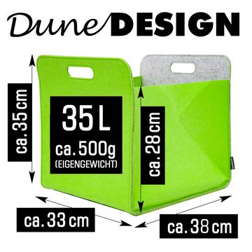 DuneDesign Aufbewahrungsbox 4er Set Filz Aufbewahrungsbox 33x33x38 cm, 33x33x38 cm Box Grün