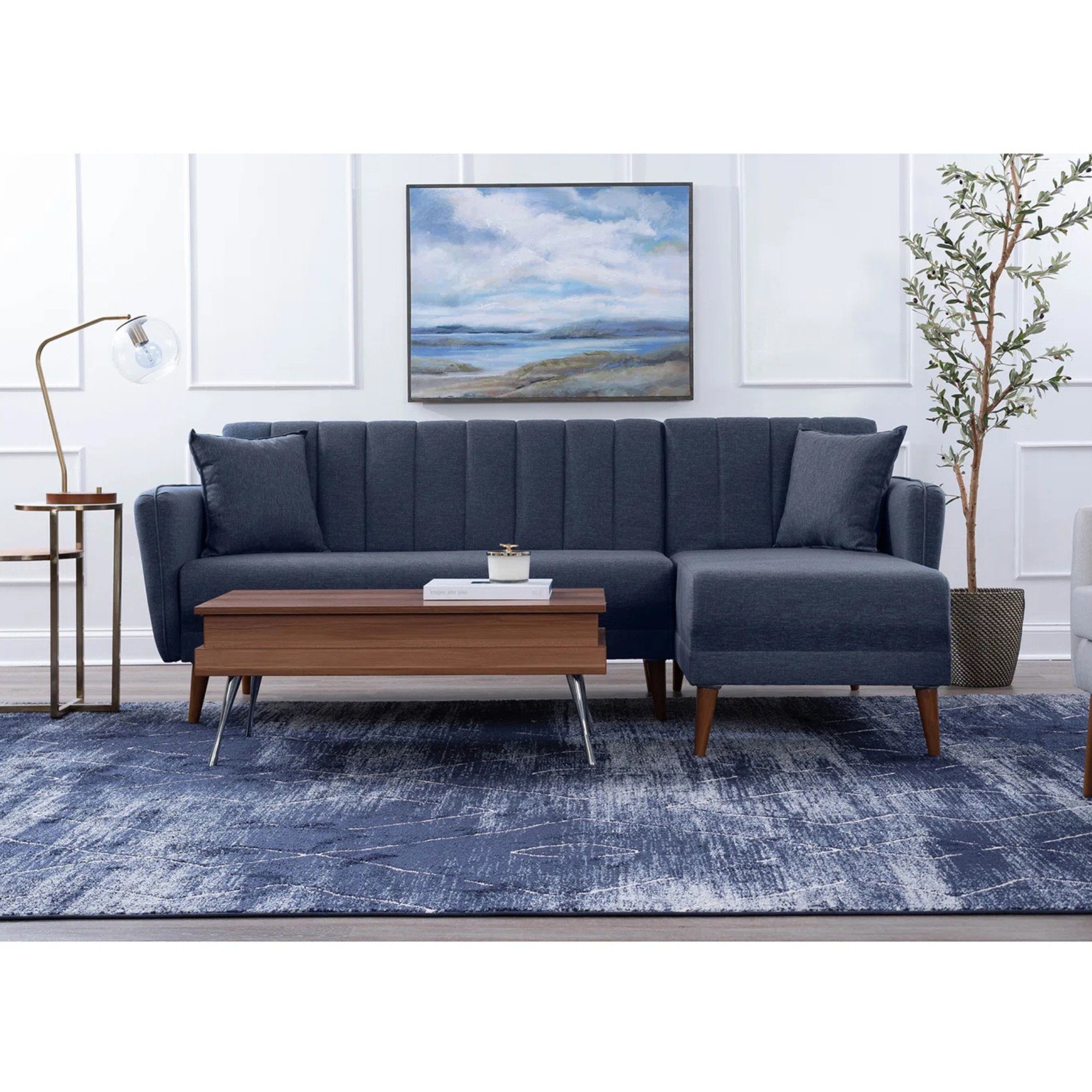 Ecksofa mit Ecksofa, Gozos Blau x 85 Gozos cm, Sitzgruppe 150 Couch, x 225 Relaxfunktion Bettfunktion Mammo Navy