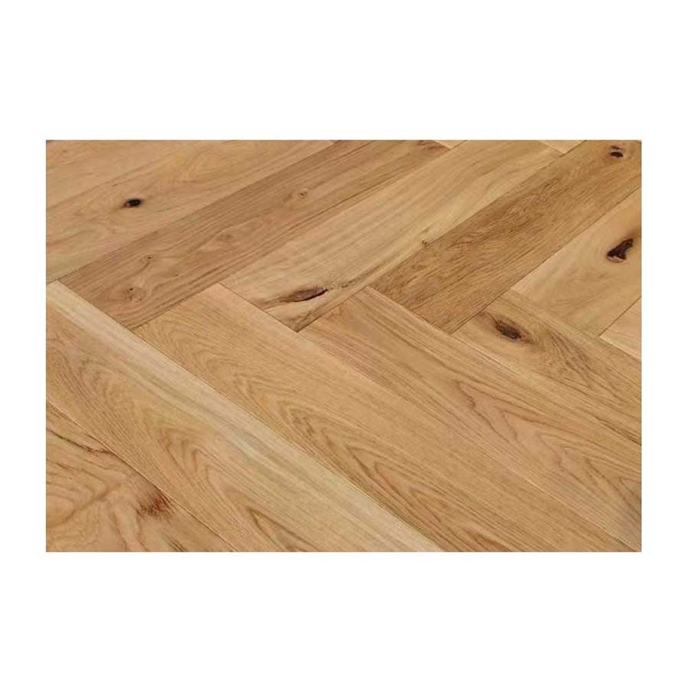 Woodstore24 Parkett Eiche Parkett, Fischgrät, gebürstet matt lackiert 14 x 125 x 600 mm