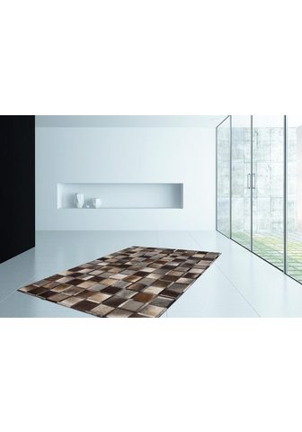 Kayoom Lederteppich Lavish 410 rechteckig Höhe: 8 mm Patchwork-echtes Leder-Fell Wohnzimmer